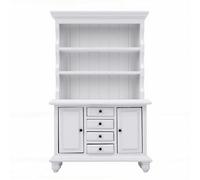Alomejor Dollhouse Miniatures, 1:12 Scale Miniature Cabinet with 4 Drawers, Openable Doors for Displaying Collectible (White)
