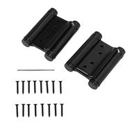 Alomejor Double Action Stainless Steel Spring Hinge Durable Auto Close Gate Hinge for Cabinets Wardrobe Doors, Black 3.6x2.6x1.0in