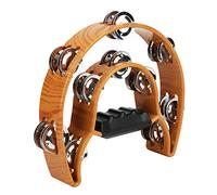 Alomejor Double Row Tambourine 20 Pairs Jingles Half Moon Handbell Percussion Instrument with Ergonomic Grip for Adults Kids Party Concert