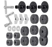 Alomejor Drum Cymbal Felt Set, 2pcs Stand Tube Felts 6pcs Cymbal Felts 4pcs Clutch 3 Wing Nuts 2 Sleeve Washers 3 Sleeves Z Shaped T Shaped Drum Keys with Stabilizing (23 Pieces Set)