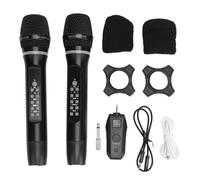 Alomejor Dual Handheld Wireless Dynamic Microphone System Compatible with Mobile Phones Power Amplifier Sound Card for Home KTV Singing Parties