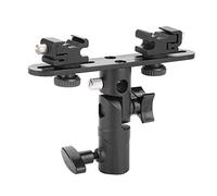 Alomejor Dual Hot Shoe Flash Mount, Adjustable Sturdy Bracket