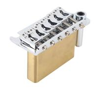 Alomejor Electric Guitar Tremolo Bridge, 54mm String Spacing Solid Brass Block CNC Machined Replacement, with Push In Tremolo Arm for 6 String Guitars