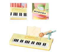 Alomejor Electric Piano 37 Keys Music Keyboard Toy with ABS Plastic Body and Microphone Multiple Sound Effects Rhythms Learning Modes for Kids Beginner Music Play (Yellow)