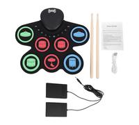 Alomejor Electronic Drum Set, 7 Pad Portable Roll Up Drum Kit with Built in Speaker, Headphone Jack, Rechargeable Battery, Sticks, Pedals, for Kids Beginners