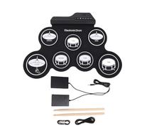 Alomejor Electronic Drum Set, 7 Pads Roll Up Silicone Drum Kit with Built-in Speaker, MP3 Input, USB Power, for Kids Beginners Adults