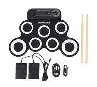 Alomejor Electronic Practice Pad,Silicone Roll Up with Wooden Sticks and 8 Sound Effects,for Kids Home School Learning
