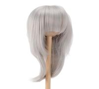 Alomejor Elegant Doll Short Straight Wig Soft Silk Material Suitable for 18.5-21cm Doll Head Circumference, Handsome and Elegant Look for Enthusiasts (Silver Grey)