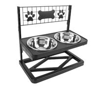 Alomejor Elevated Adjustable Dog Bowls Stand Durable Raised Feeder for All Breeds With Detachable Stainless Steel Bowls for Clean Feeding Experience