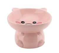 Alomejor Elevated Ceramic Cute Piggy Cat Food Bowl Tip Proof for Cat Dog Home Decoration, Storage Function, Xmas Mom, Wife, Friends, 5.5x5.3x4.5in