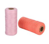 Alomejor Embroidery Machine Thread Strong 8/4 Warp Yarn for Weaving Carpets and Blankets, 2 Pcs Pink & Watermelon Red, 820ft Black Cotton Thread for Sewing