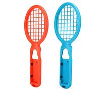 Alomejor Ergonomic Tennis Racket for Game Console Accessories - Lightweight and Impact Resistant ABS, Perfect for Tennis ACE Game, Size 295 X 110 X 22mm, 2 Pieces (Red + blue (color box))
