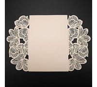 Alomejor European Style Exquisite Carved Wedding Invitations Cards for Romantic Memories, 10Pcs Envelopes for Wedding & Engagement, Anniversary Events, Flower Pattern, 18 * 12.5cm (B)