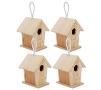 Alomejor Exquisite Wooden Birdhouse Nesting Cage Set, Hanging Bird House for Garden Balcony Decor, 4Pcs Unique Platane Wood Bird Nests