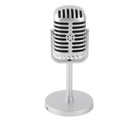 Alomejor Fake Microphone for Filming Dance Practice, Durable and Portable Karaoke Prop Microphone, Realistic Look for Photography, 63g Plastic Toy - 1 Piece (Silver)