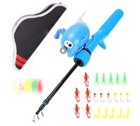 Alomejor Fishing Rod and Reel Combo Telescopic Mini Kids Fish Pole (Blue)
