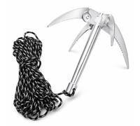 Alomejor Fishing Water Grass Anchor Knife with 10m Rope Stainless Steel Durable Foldable Weed Remover for Fishing Pool
