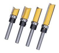 Alomejor Flush Trim Tenon Cutter 4Pcs Router Bit Round Shank 1/4in for Efficient Wood Cutting