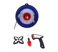 Alomejor Foldable Axe Throwing Target Set for Backyard | PVC board with hook mount rounded toss axes and darts collapsible frame for closet or trunk storage