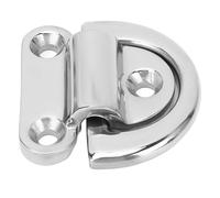 Alomejor Folding Pad Eye Stainless Steel 316 D Ring Tie Down Pad Eye Polished Rustproof Heavy Duty Design for Boat Yacht RV Trailer Truck Marine Use (8mm)