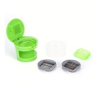 Alomejor Garlic Press Machine Efficient Vegetable Chopper for Kitchen Cutting, Two Blades for Dicing and Slicing, Applicable for Home Cooks and Chefs, ABS+Stainless Steel, Green