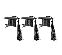 Alomejor Graduation Hat Hair Clip, Fabric Iron Doctoral Cap Hair Barrettes 3 Pcs, Mini Mortarboard Hairpins for Graduation Ceremony Photos Parties Women Girls (Black)