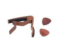 Alomejor Guitar Capo Portable Versatile Spring Loaded Capo for Acoustic Guitar, Dark Wood, 2 Picks Included, Professional Use