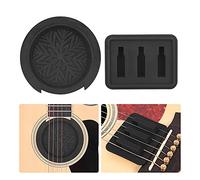 Alomejor Guitar Mute Pad, Silicone Sound Hole Cover for Acoustic Guitar Practice, with Durable Mute Pad for Reduced Volume (Black)