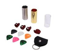Alomejor Guitar Slide with Glass, Steel and Brass Slides, 6 Guitar Picks, 4 Finger Picks, Professional Music Accessories Kit