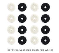 Alomejor Guitar Strap Locks Buckle Protector Durable Wear Resistant for Electric Guitar Bass, Wool Material, Black/White, 50pcs
