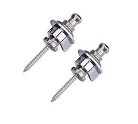Alomejor Guitar Strap Locks for Electric Guitar & Bass, Black & Silver - Heavy Duty Thick Locking Strap Buttons with Screws