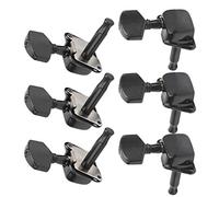 Alomejor Guitar String Tuning Key Permanent Metal Tuning for Half -Belosed Guitar 3 Links 3 Right Musical Instrument Parts (Black)