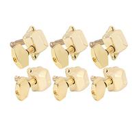 Alomejor Guitar String Tuning Key Permanent Metal Tuning for Half -Belosed Guitar 3 Links 3 Right Musical Instrument Parts (Gold)