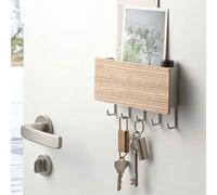 Alomejor Hallway Wall Holder Eco-Friendly Wooden Key Rack for Convenient Storage for Entryway Living Room Kitchen, 10 X 18.3 X 3.4cm (Natural Wood Color)