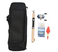 Alomejor Ice Fishing Rod Set, 75cm Spinning Rod with Cork Handle and High Visibility Float, Includes Fishing Reel, Metal Hooks and Copper Sinkers, for Ice in Winter