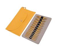 Alomejor Interchangeable Circular Knitting Needles Set 13 Sizes Gold Aluminum 3-10mm for Craft Enthusiasts