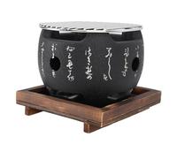 Alomejor Japanese Style Mini BBQ Grill Round Design Even Heating for Camping and Backyard Gatherings 1 Set with Grill Rack (S)
