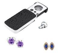 Alomejor Jewelry Magnifier 30x 60x 90x LED Light (Black)