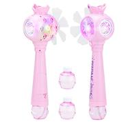 Alomejor Kids Electric Bubble Blower Magical Wand Toy for Children, Less Noise Automatic Bubble Machine for Indoor/Outdoor Play Pink ABS Snowflake Princess 2 * 65ML Liquid (Alomej