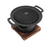 Alomejor Korean Smokeless Small One Person Barbecue Grill Fast Cooking for Home Indoor Charcoal Grill, Iron and Pine Material
