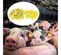 Alomejor Livestock Round Number Ear Tag for Pig Sheep Cattle, Marking and Tracking Essential Tool, 100pcs Yellow TPU Tags for Farm Management, 1.2" Diameter, for Breeding Population