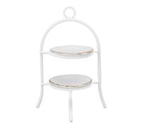 Alomejor Manadure Doll Cupcake Stand Iron and Cake Accessories for Ceramic Cake with Dishes for the Furniture of the Living Room for Dolls 1:12 (White)