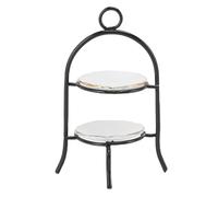 Alomejor Manadure Doll Cupcake Stand Iron and Cake Accessories for Ceramic Cake with Dishes for the Furniture of the Living Room for Dolls 1:12 (Black)