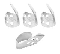 Alomejor Metal Guitar Finger Picks Durable for Basic Practice and Stage Performance, 3 Index Fingers Picks + 1 Thumb Pick for Beginners and Professionals (Silver)