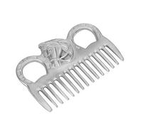 Alomejor Metal Horse Hair Comb Durable Polishing Pocket-sized Cleaning Tool for Mane and Tail Horse Grooming, for Equestrian Enthusiasts 3.9x2.8x0.2in