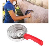 Alomejor Metal Livestock Itching Brush Curry Shedding Comb for Large Horse Easy Grip Easy Removal Tool for Horse Grooming Stainless Steel ABS Material