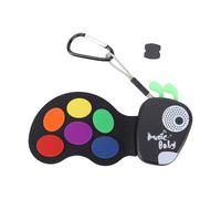 Alomejor Mini Finger Drum Silicone Electronic Drum Pad with Sound Chip Foldable Keychain Pocket Size 14.5 X 7.5 X 1.8 Cm for Kids Beginners Travel Desk Stress Relief