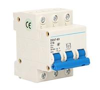 Alomejor Miniature Circuit Breaker 3P, 16A Low Voltage Switch | PA66 nylon shell, flame retardant, compact design, DIN rail compatible