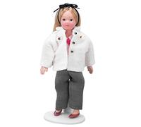 Alomejor Miniature Porcelain People Movable Limbs Lifelike Mini Ceramic Girl Doll for 1/12 Scale Dollhouse