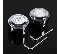 Alomejor Motorcycle Dial Clock Motorcycle Handlebar Watch Thermometer Shock Resistant Luminous Dial with Chrome Plated for 7/8" 1" Handlebar
